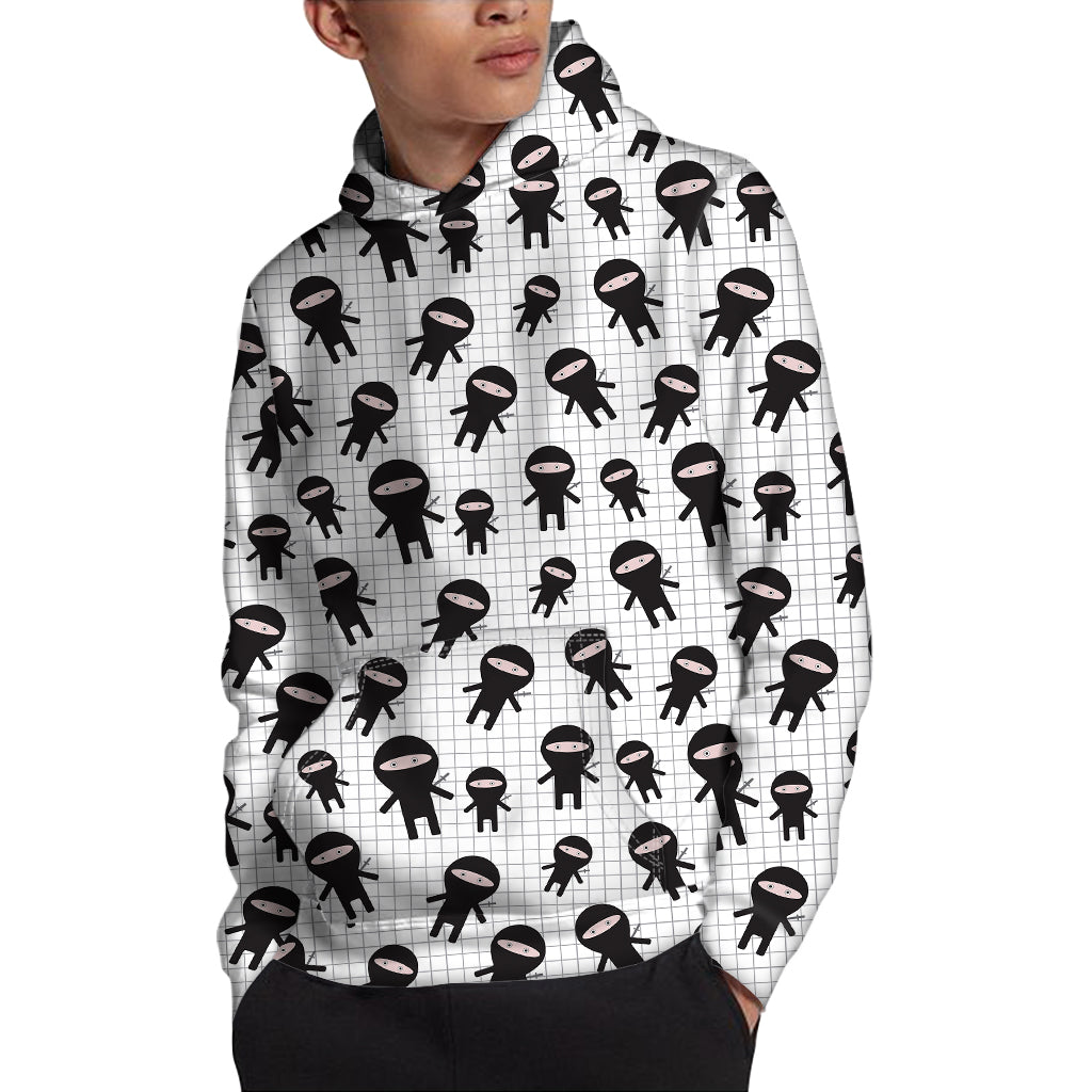Cute Ninja Pattern Print Pullover Hoodie