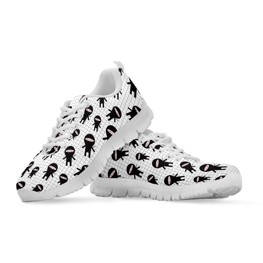 Cute Ninja Pattern Print White Sneakers