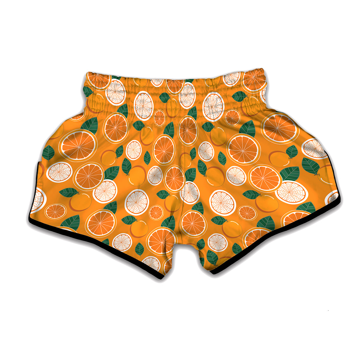 Cute Orange Fruit Pattern Print Muay Thai Boxing Shorts
