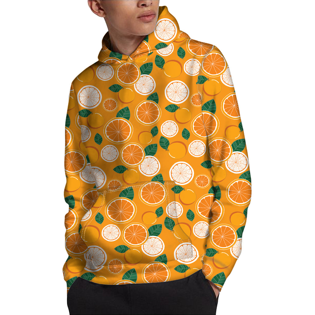 Cute Orange Fruit Pattern Print Pullover Hoodie