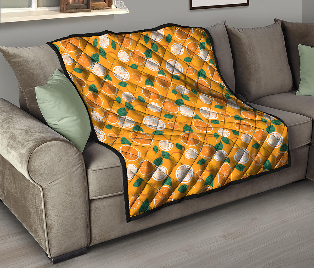 Cute Orange Fruit Pattern Print Quilt