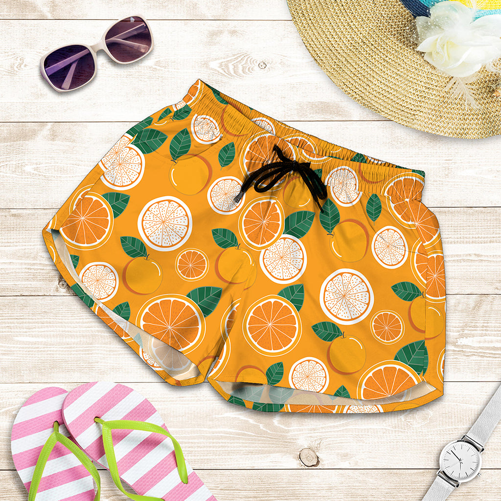 Cute Orange Fruit Pattern Print Women's Shorts