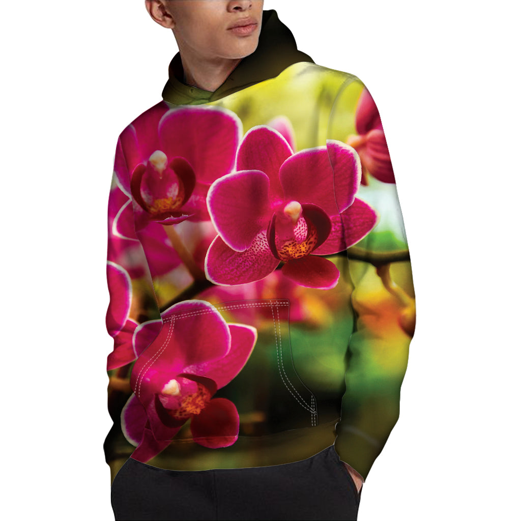 Cute Orchid Print Pullover Hoodie