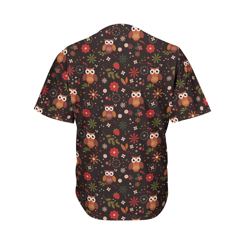 Cute Owl Print Men's Baseball Jersey