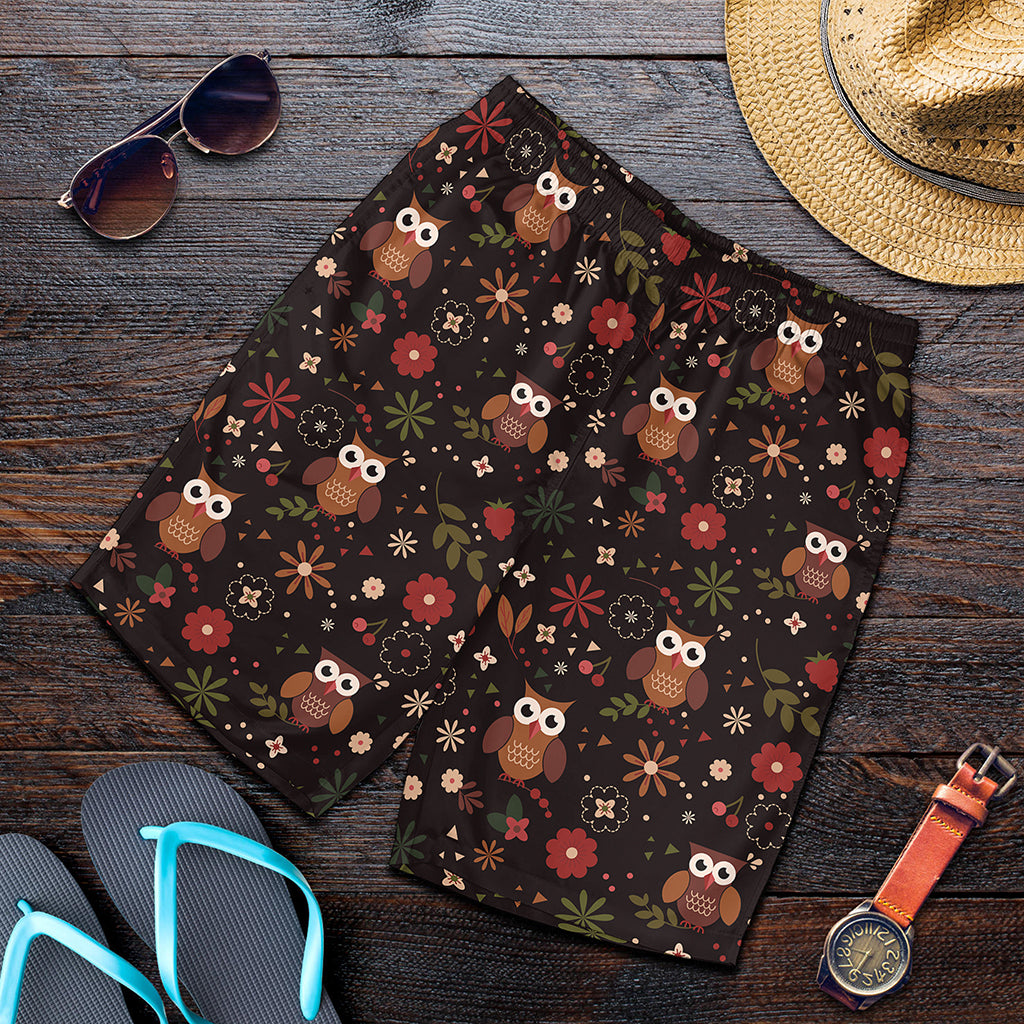 Cute Owl Print Men's Shorts