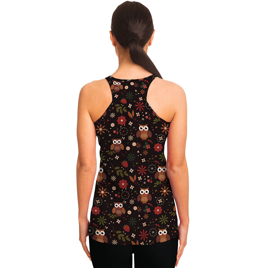 Cute Owl Print Women's Racerback Tank Top
