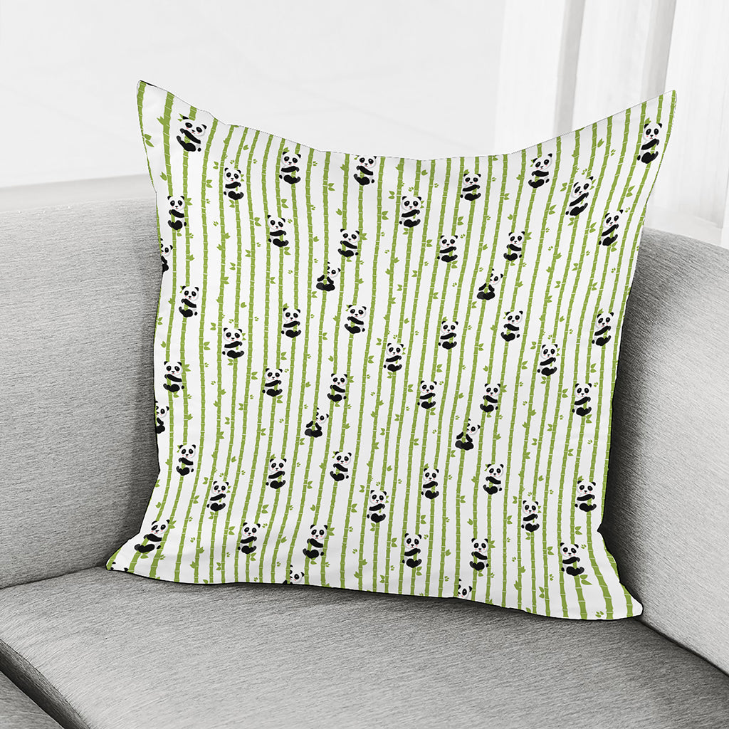 Cute Panda And Bamboo Pattern Print Pillow Cover