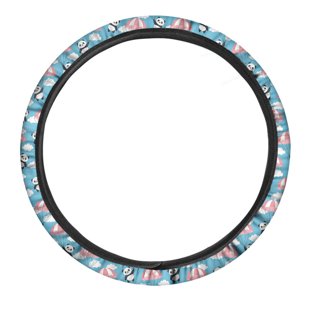 Cute Panda And Parachute Pattern Print Car Steering Wheel Cover