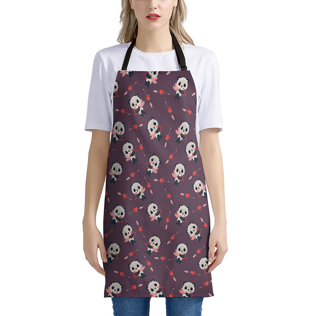 Cute Panda Cupid Valentine Pattern Print Apron