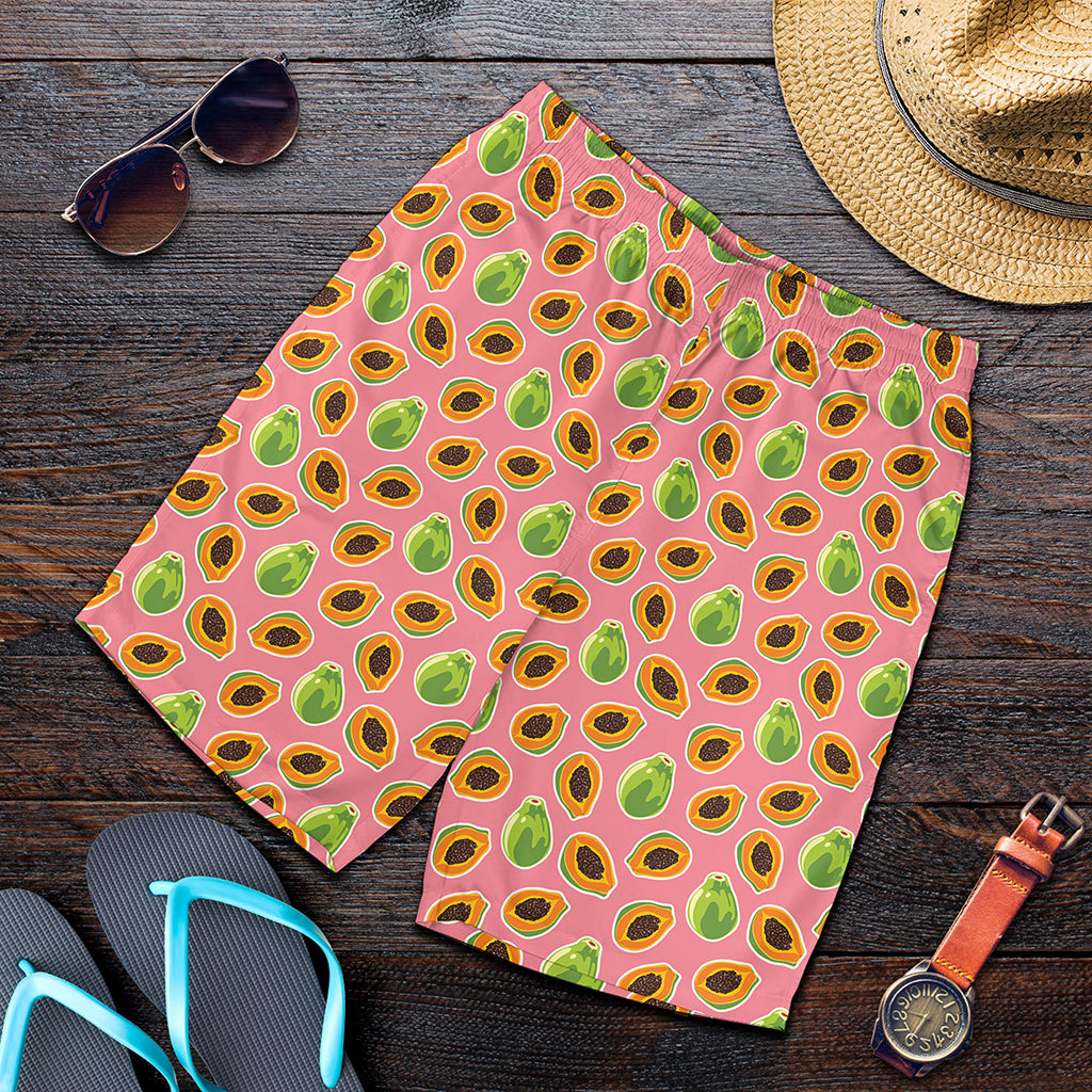 Cute Papaya Pattern Print Men's Shorts