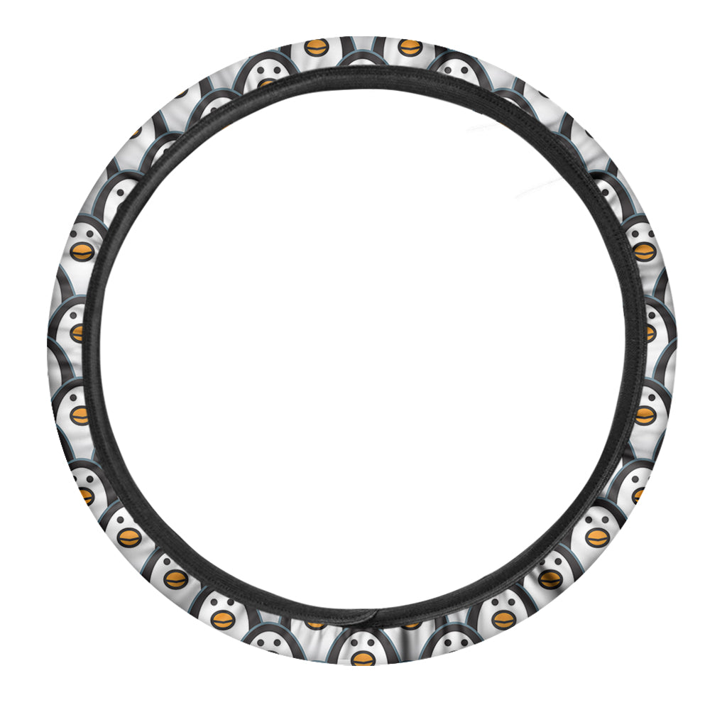 Cute Penguin Face Pattern Print Car Steering Wheel Cover
