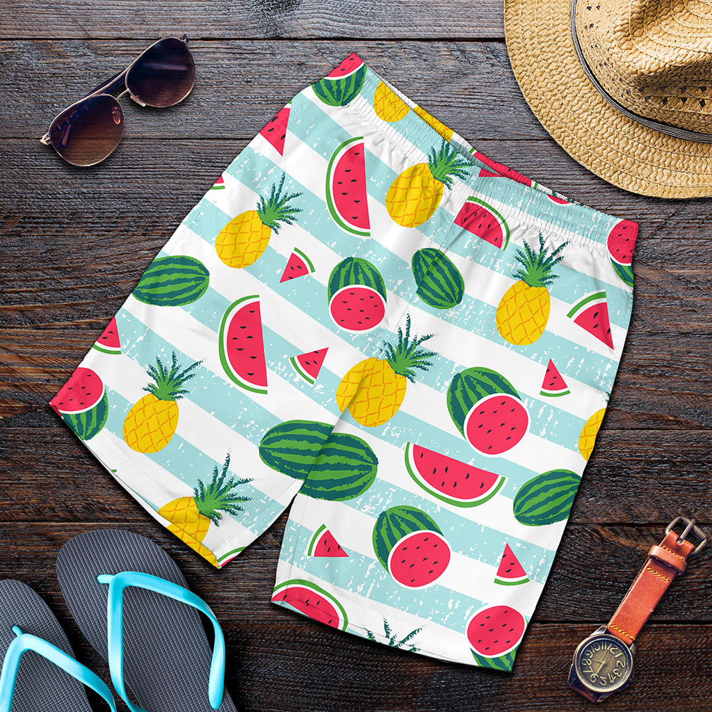 Cute Pineapple Watermelon Pattern Print Men's Shorts