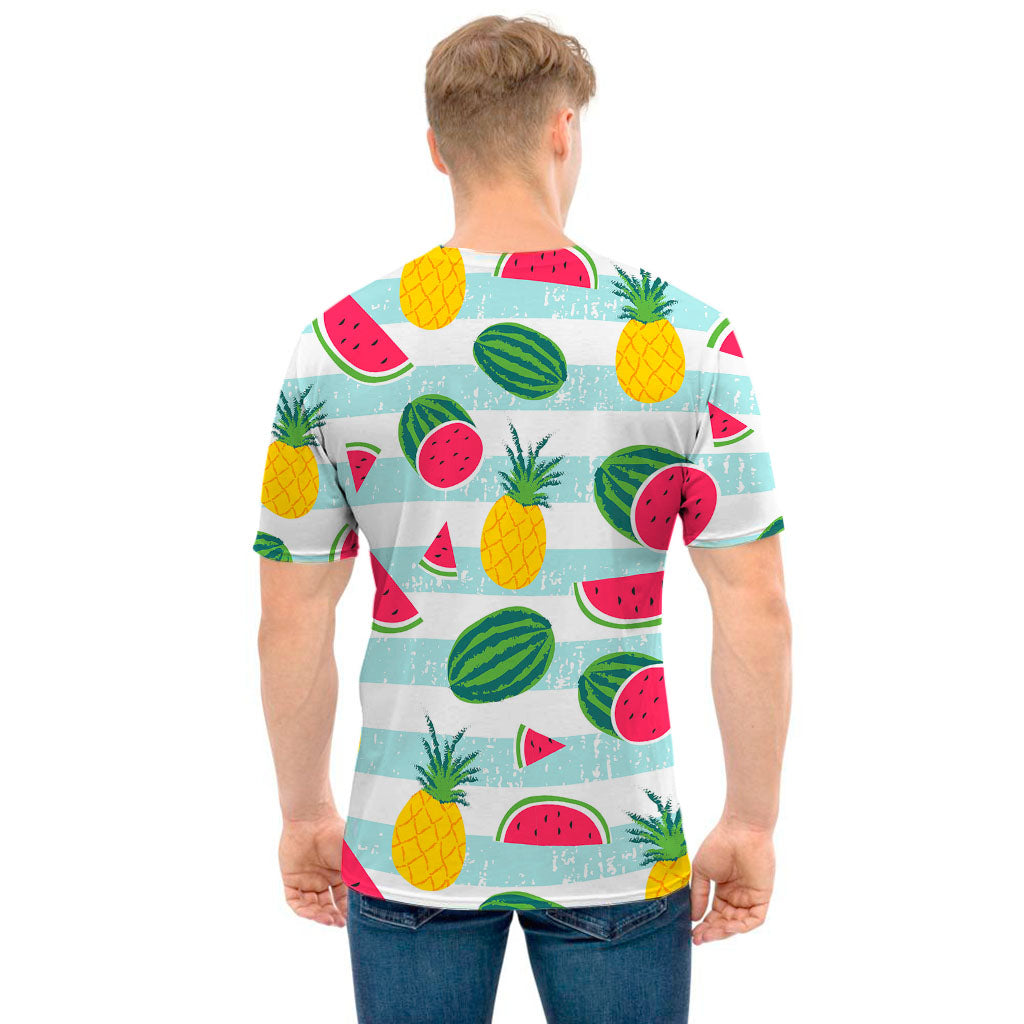 Cute Pineapple Watermelon Pattern Print Men's T-Shirt