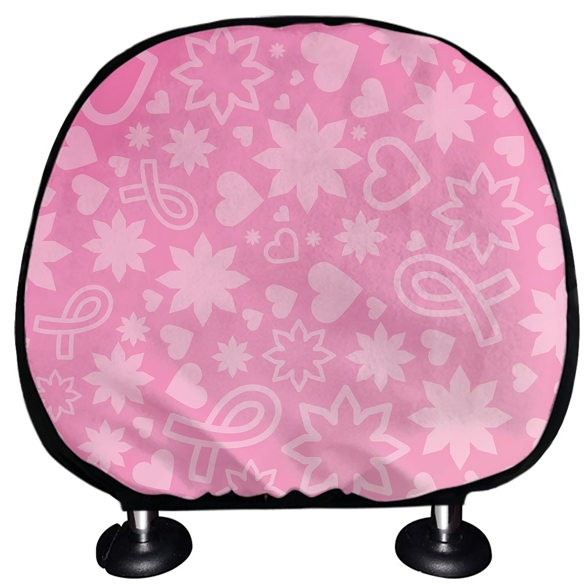 Cute Pink Breast Cancer Pattern Print Car Headrest Covers