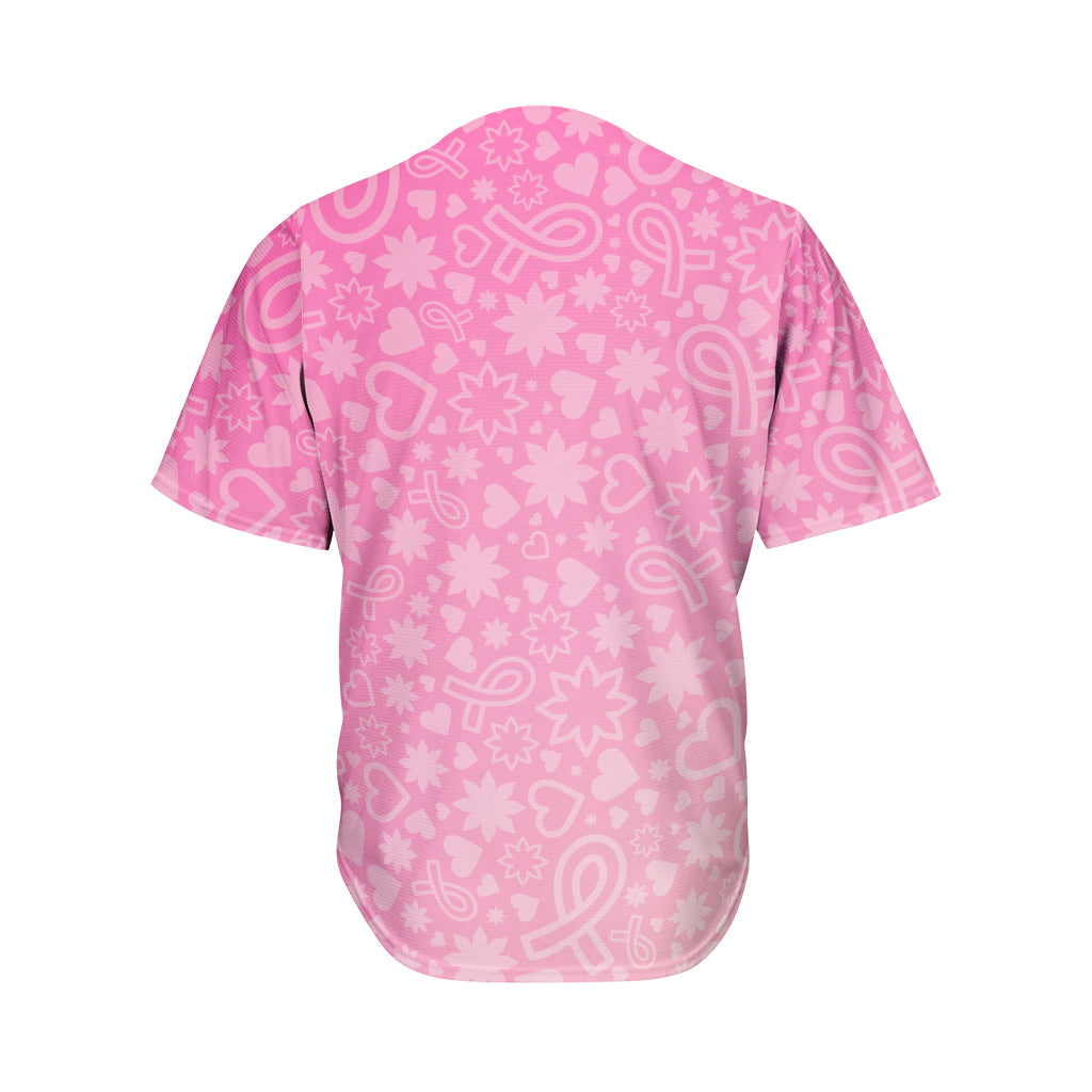Cute Pink Breast Cancer Pattern Print Men's Baseball Jersey
