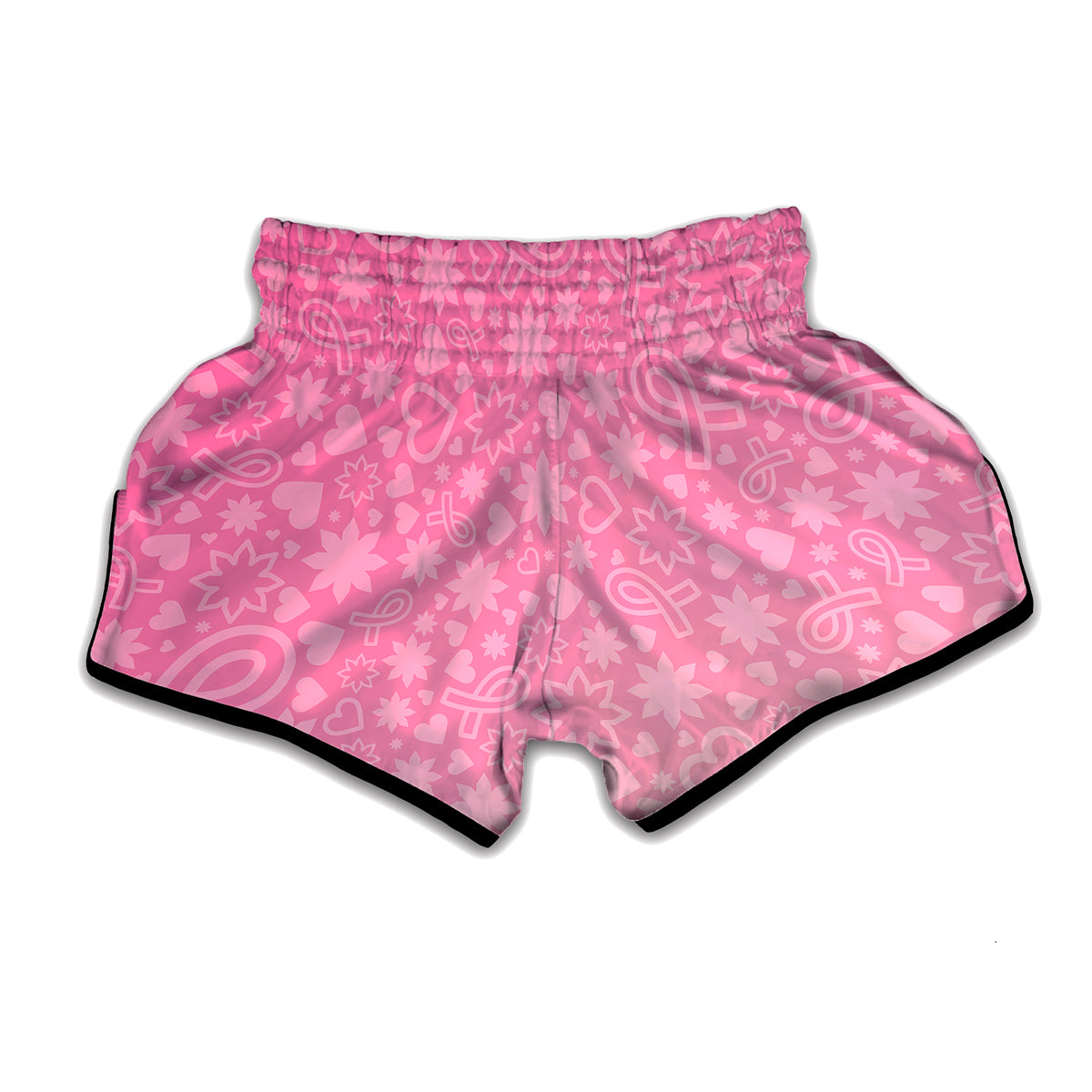 Cute Pink Breast Cancer Pattern Print Muay Thai Boxing Shorts