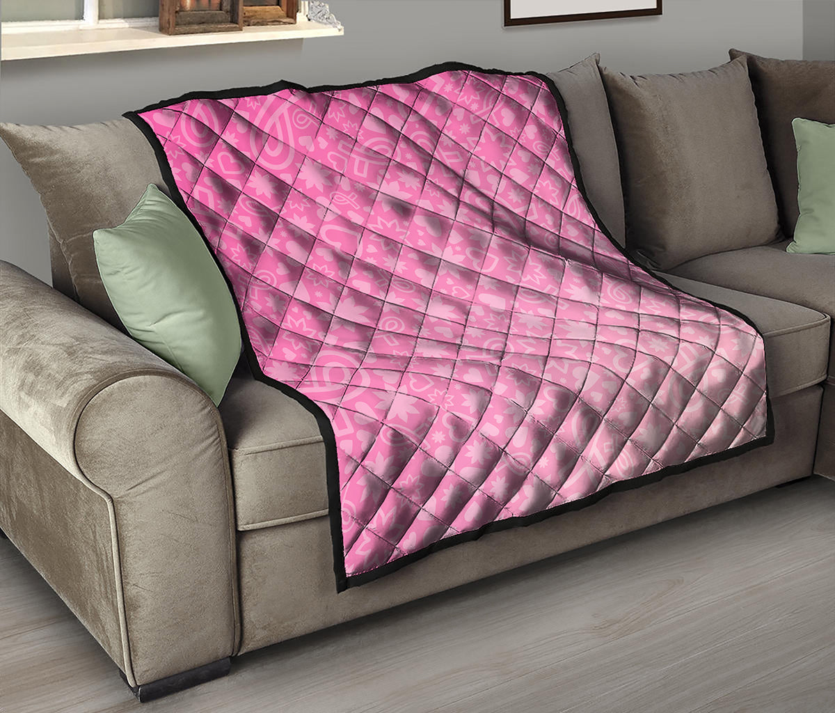 Cute Pink Breast Cancer Pattern Print Quilt