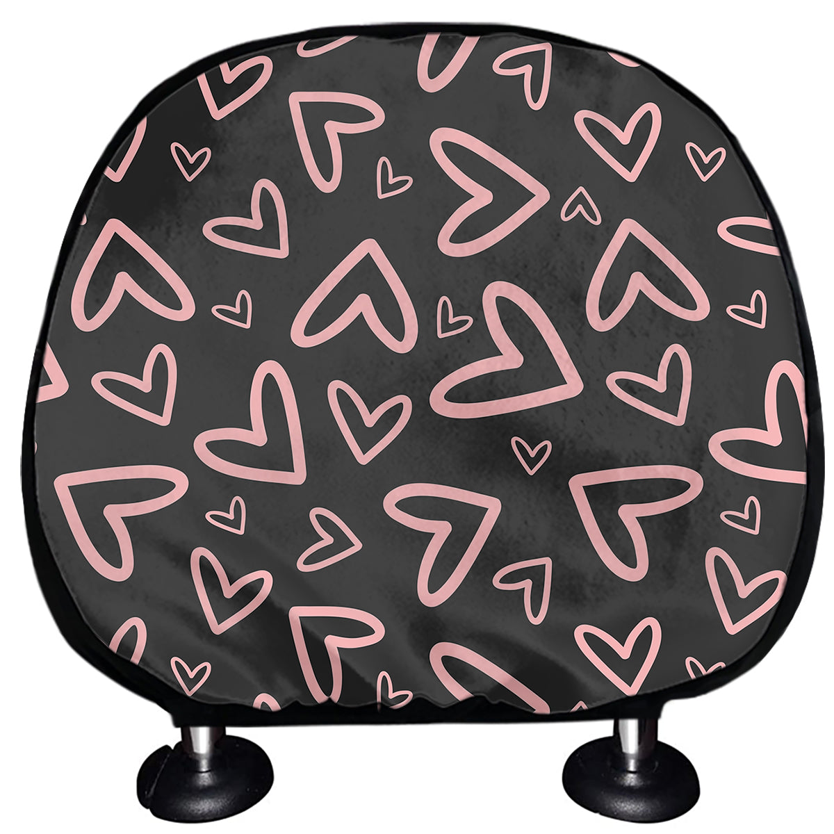 Cute Pink Heart Pattern Print Car Headrest Covers