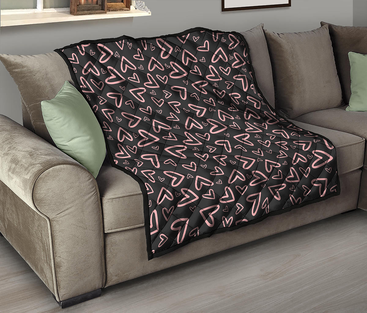 Cute Pink Heart Pattern Print Quilt