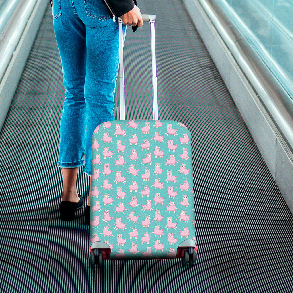 Cute Pink Llama Pattern Print Luggage Cover