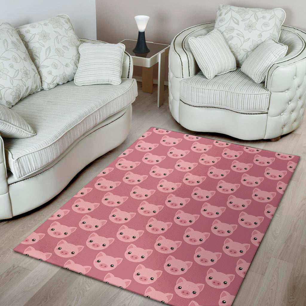 Cute Pink Pig Pattern Print Area Rug