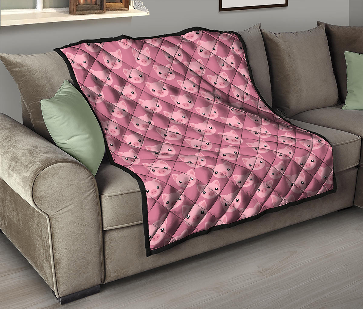Cute Pink Pig Pattern Print Quilt
