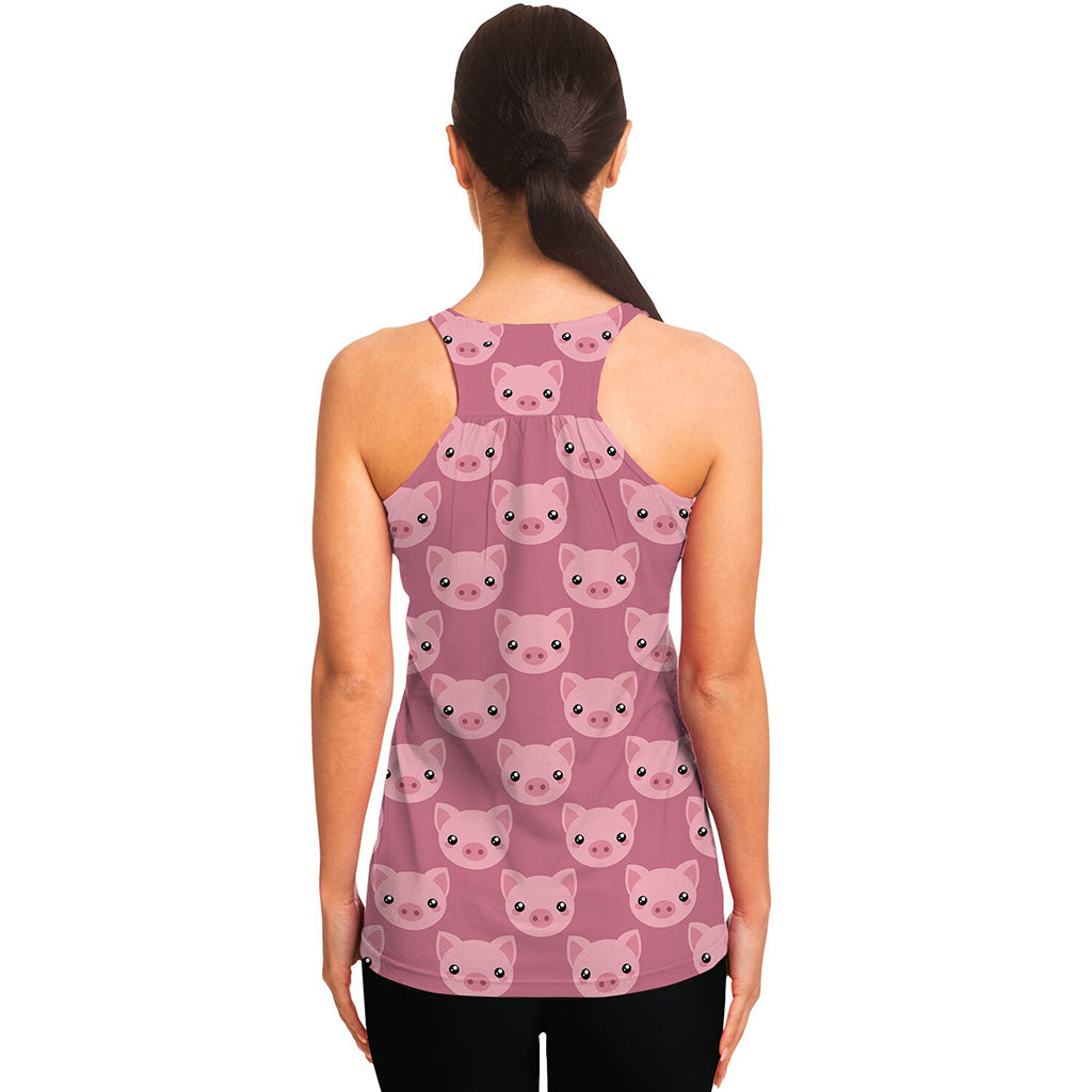 Cute Pink Pig Pattern Print Women's Racerback Tank Top