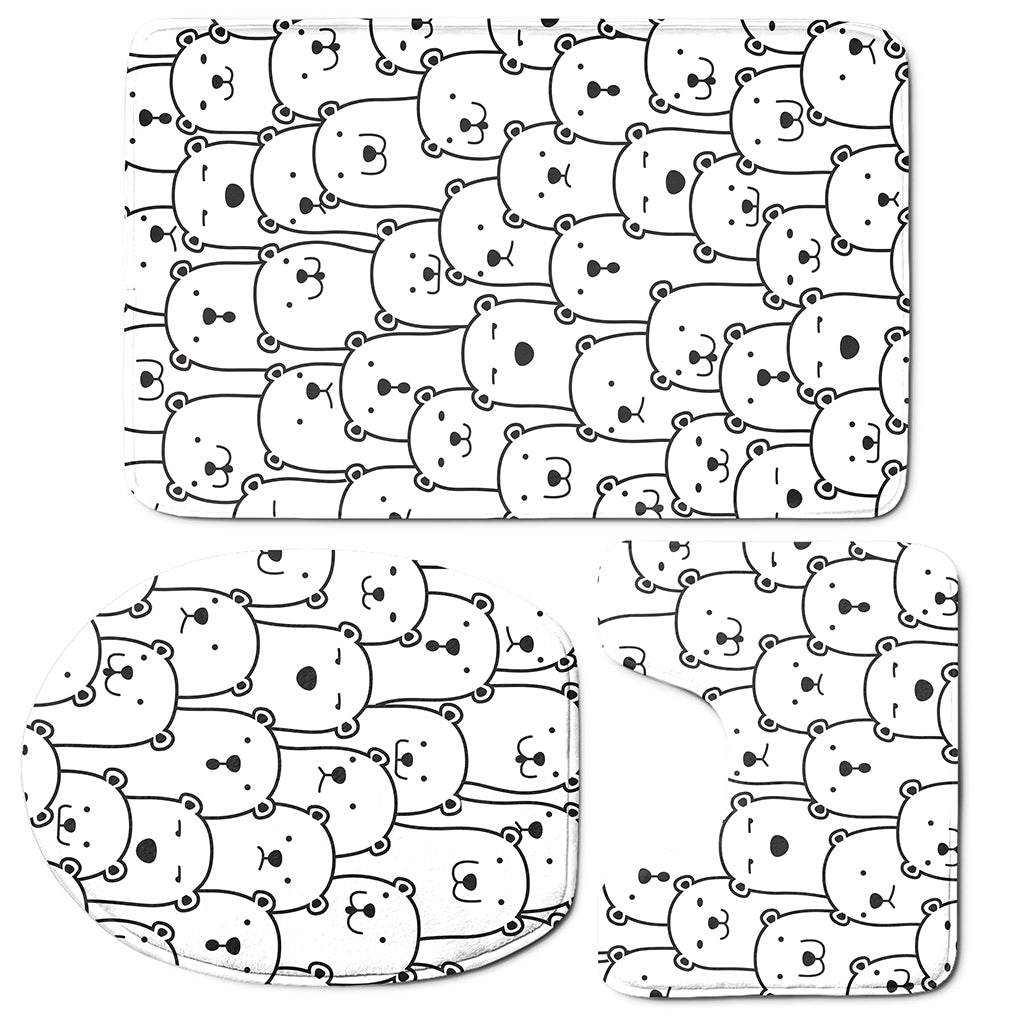 Cute Polar Bear Pattern Print 3 Piece Bath Mat Set