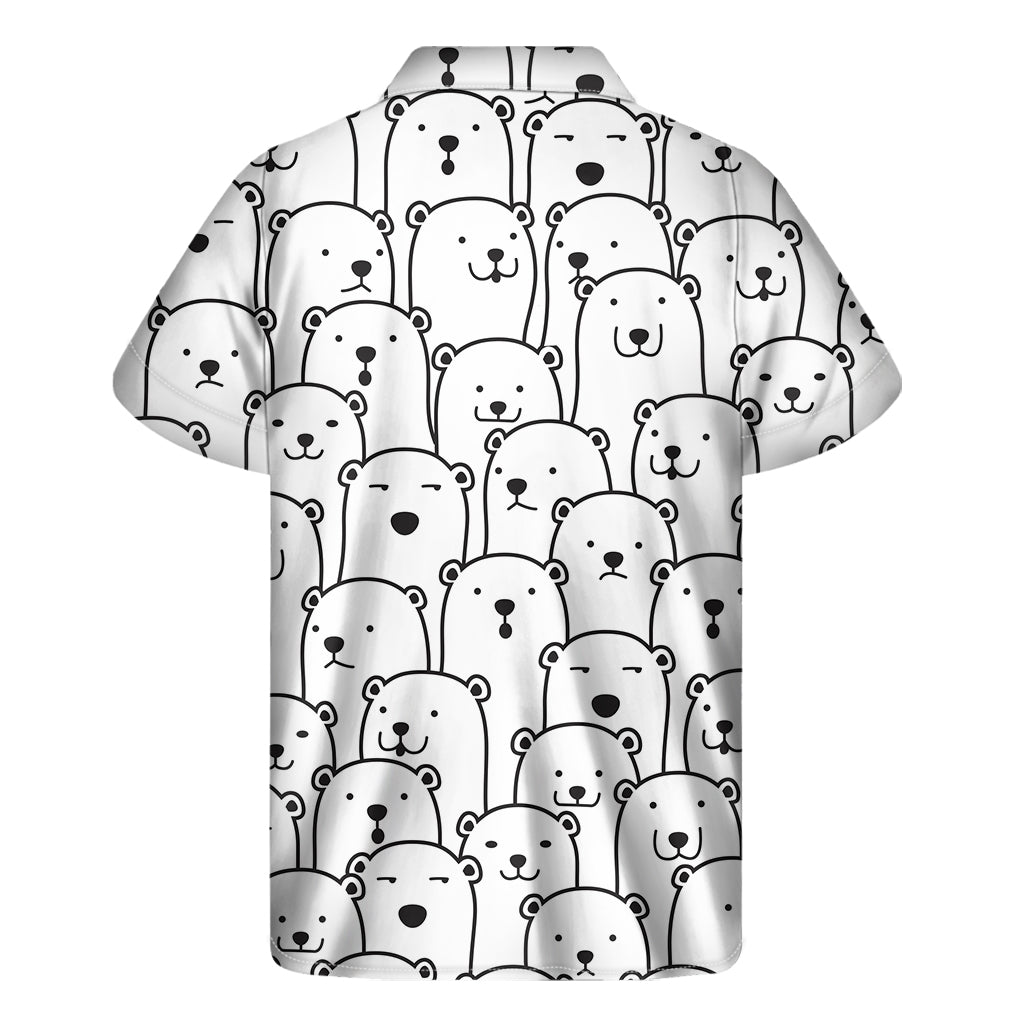 Cute Polar Bear Pattern Print Men's Short Sleeve Shirt