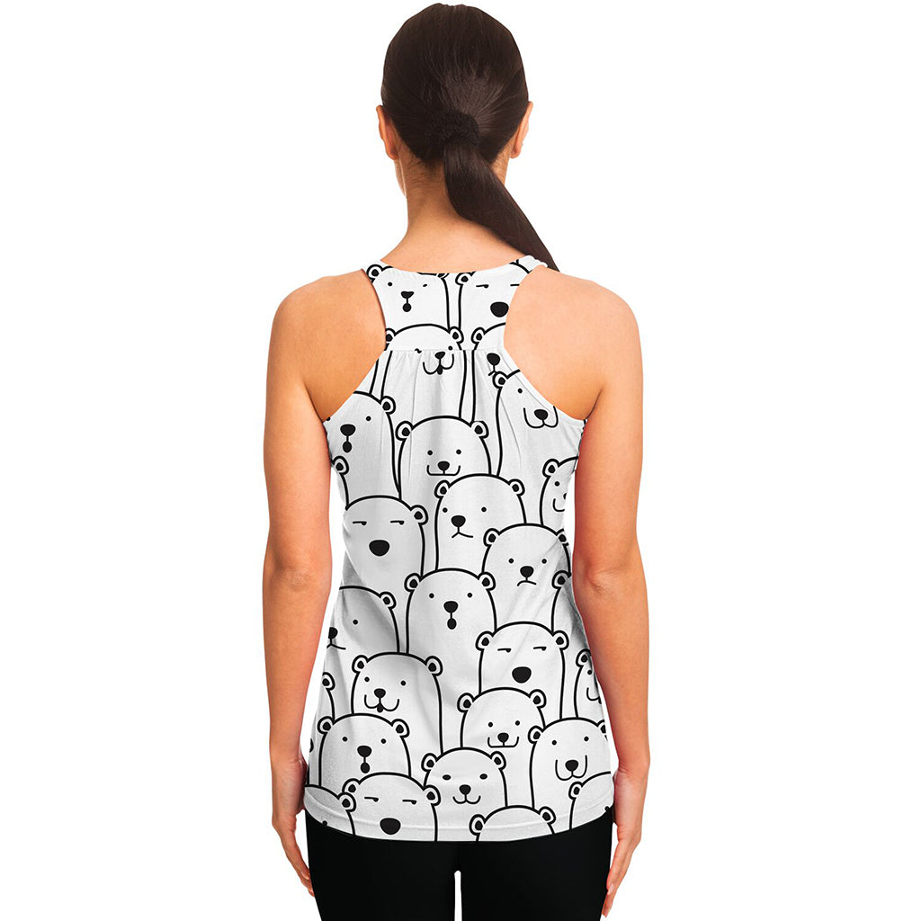 Cute Polar Bear Pattern Print Women's Racerback Tank Top