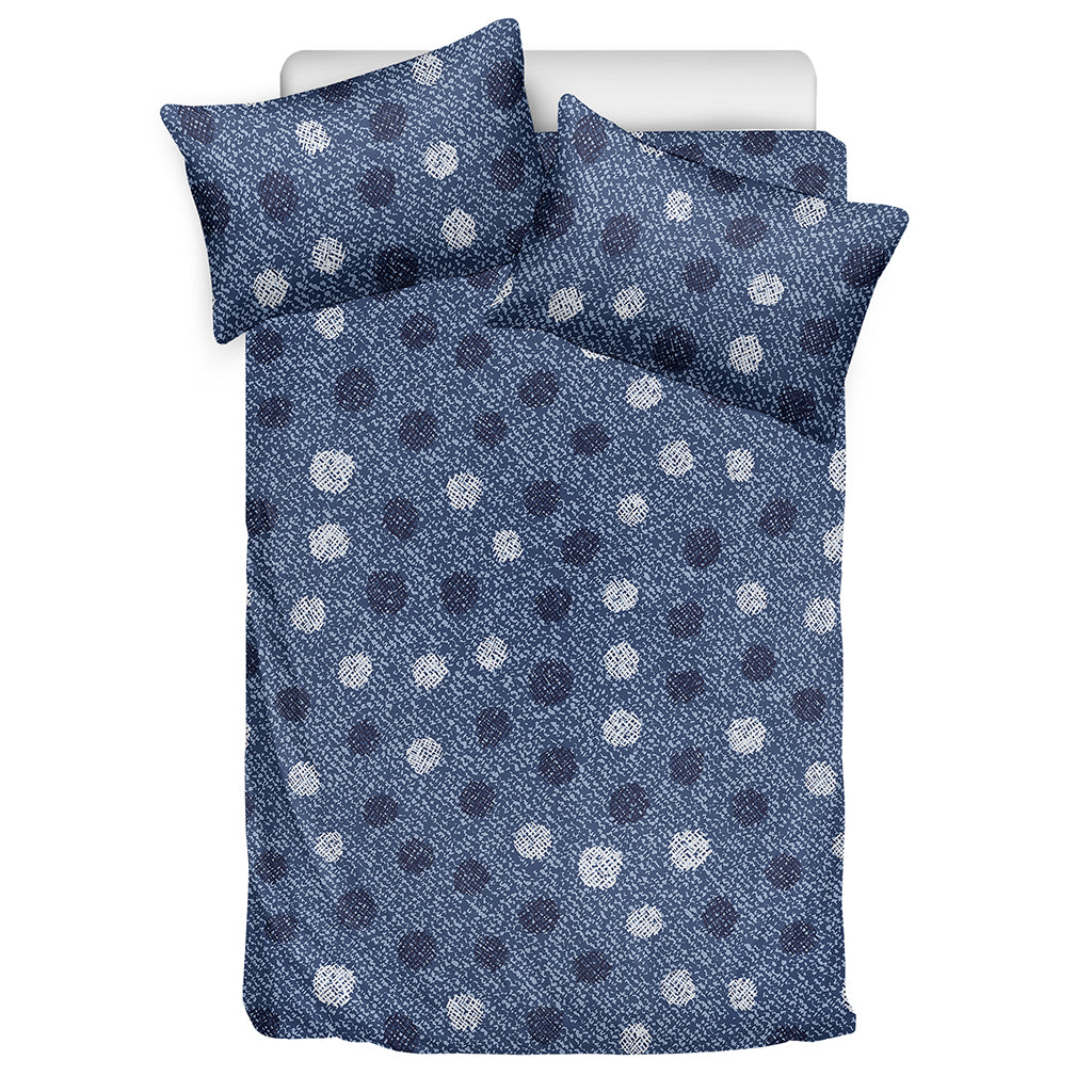 Cute Polka Dot Denim Jeans Pattern Print Duvet Cover Bedding Set