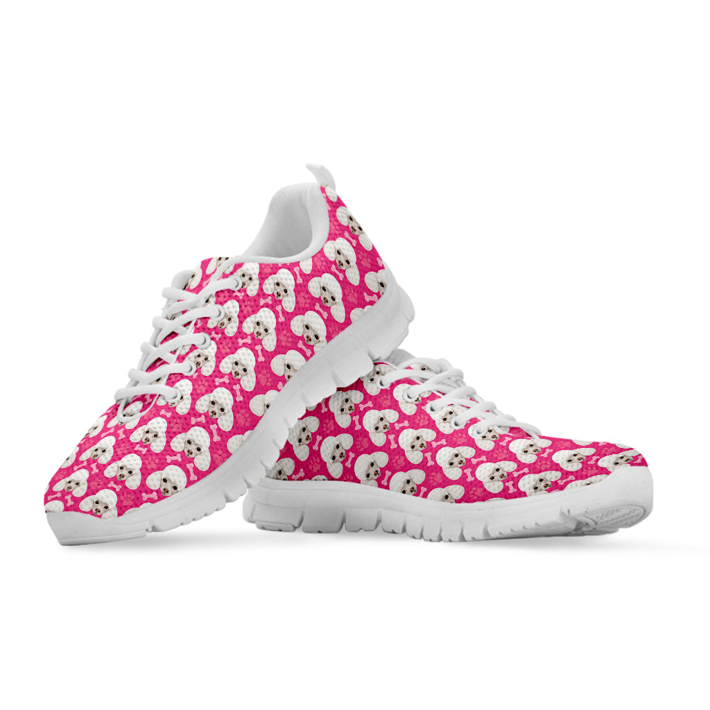 Cute Poodle Pattern Print White Sneakers