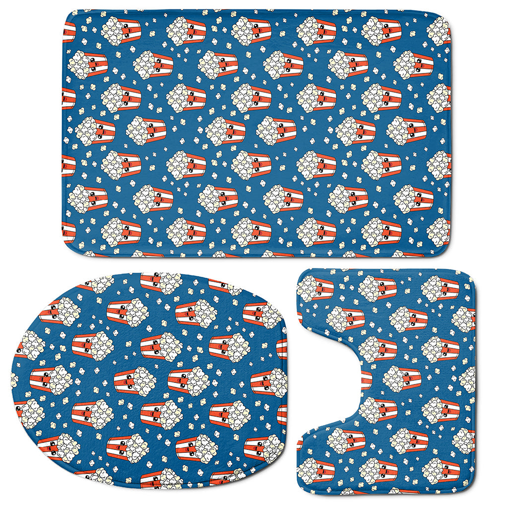 Cute Popcorn Box Pattern Print 3 Piece Bath Mat Set