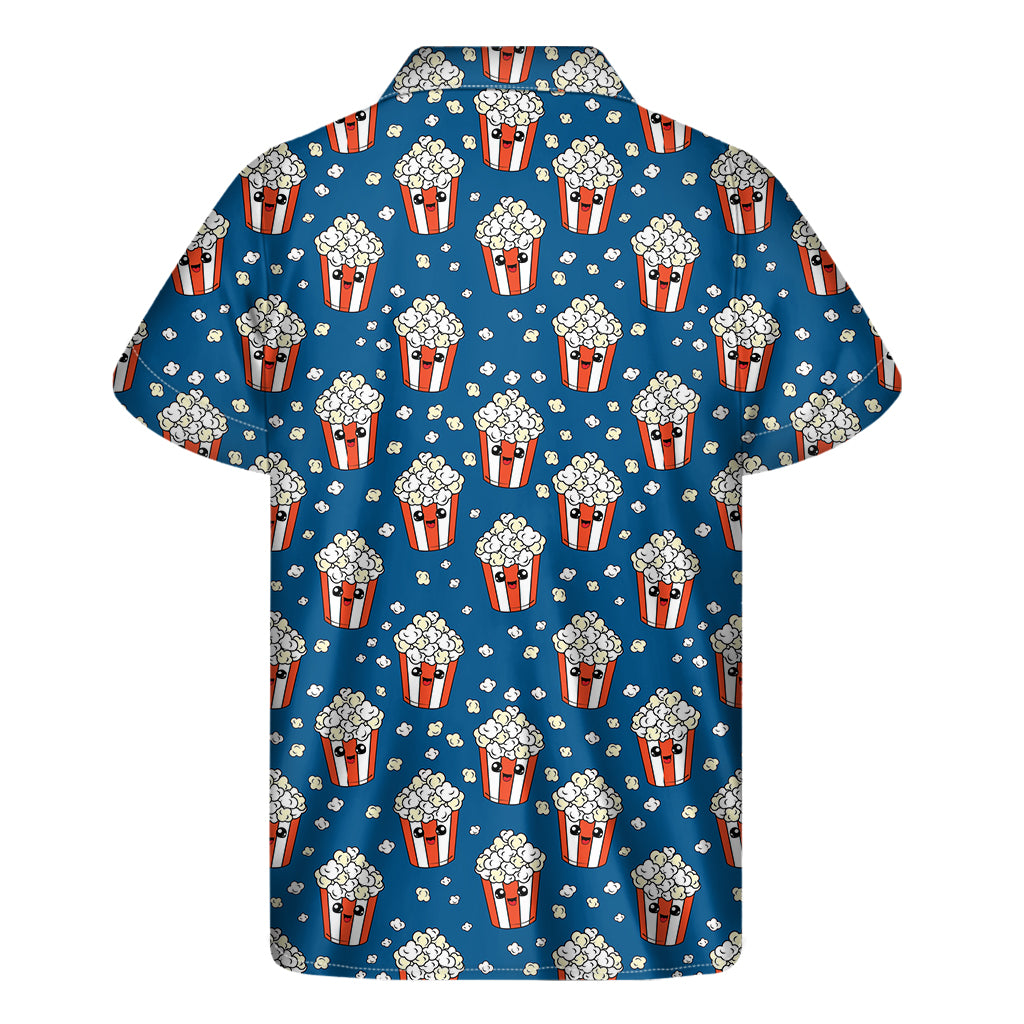 Cute Popcorn Box Pattern Print Men's Short Sleeve Shirt