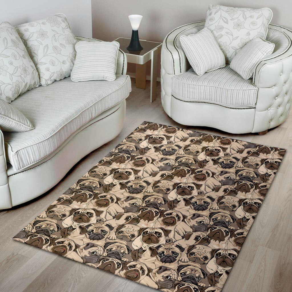 Cute Pug Pattern Print Area Rug