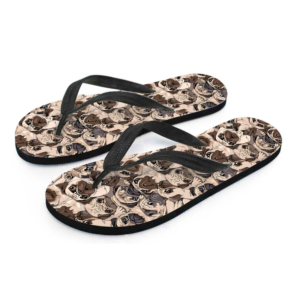 Cute Pug Pattern Print Flip Flops