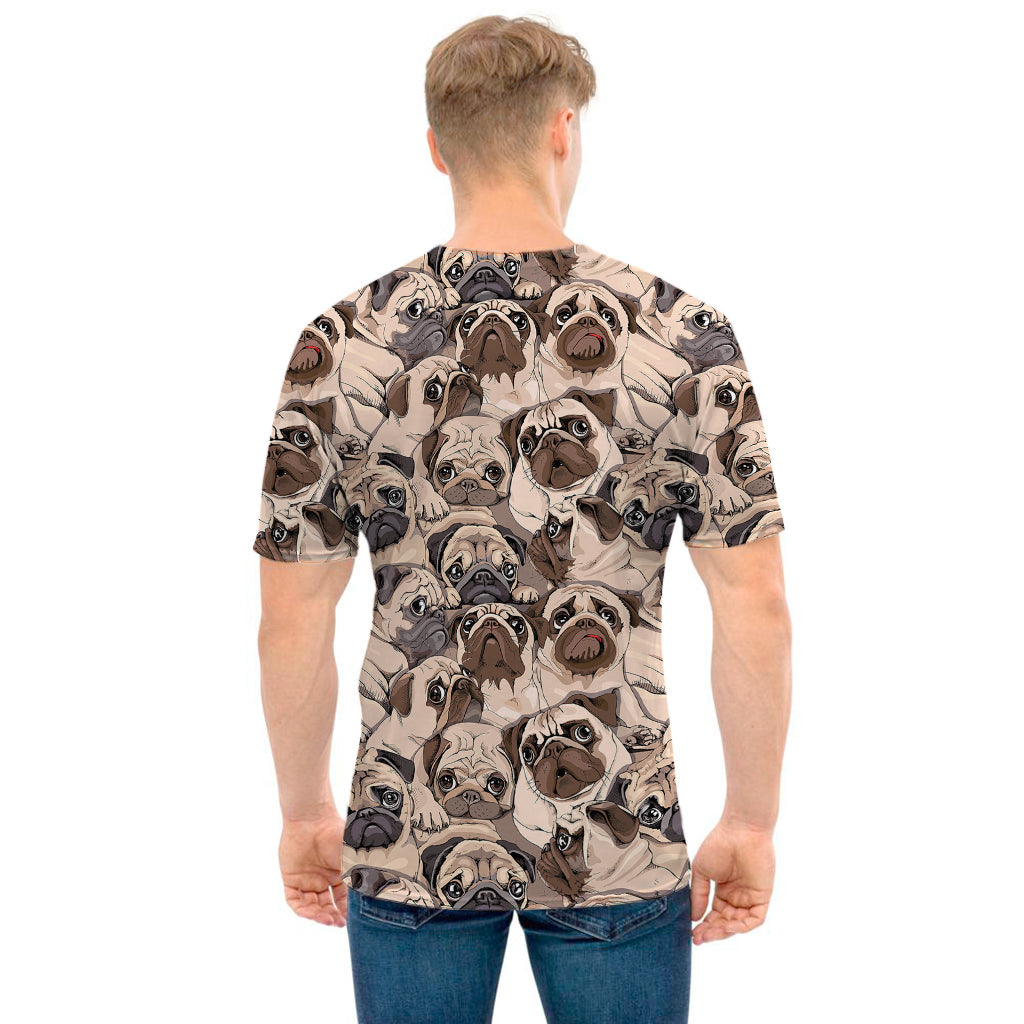 Cute Pug Pattern Print Men's T-Shirt