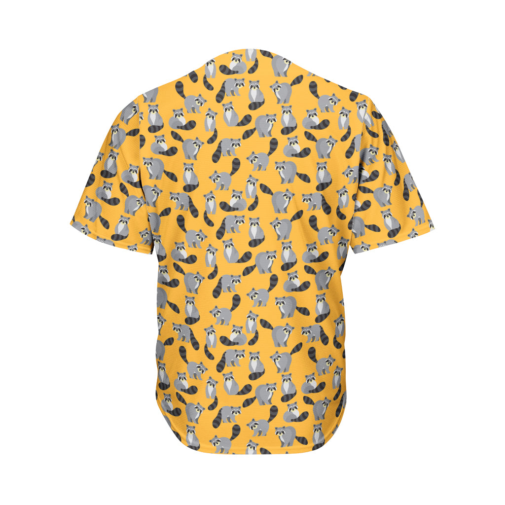 Cute Raccoon Pattern Print Men's Baseball Jersey