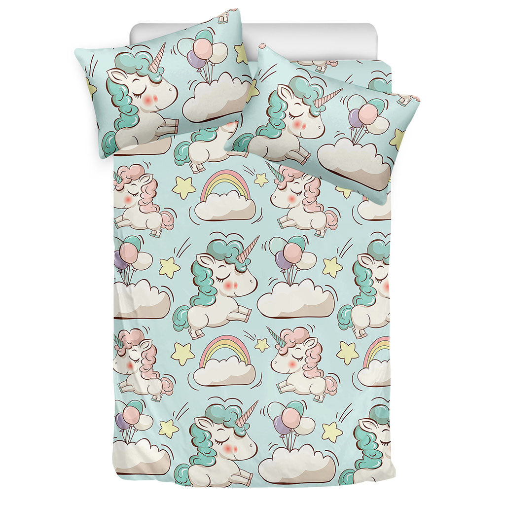 Cute Rainbow Unicorn Pattern Print Duvet Cover Bedding Set
