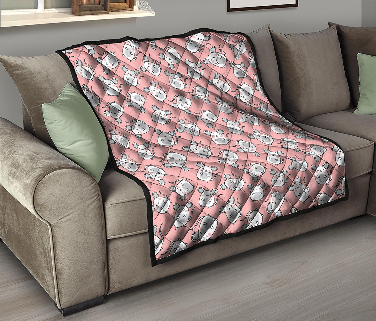 Cute Rat Pattern Print Quilt