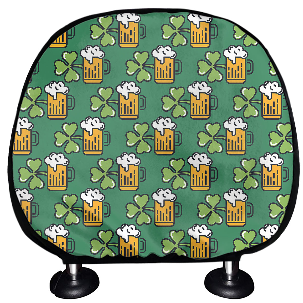 Cute Saint Patrick's Day Pattern Print Car Headrest Covers