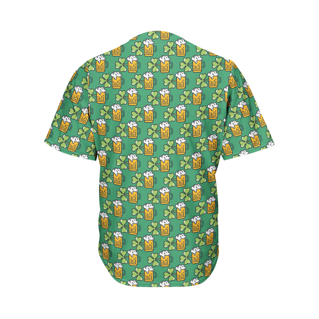 Cute Saint Patrick's Day Pattern Print Men's Baseball Jersey