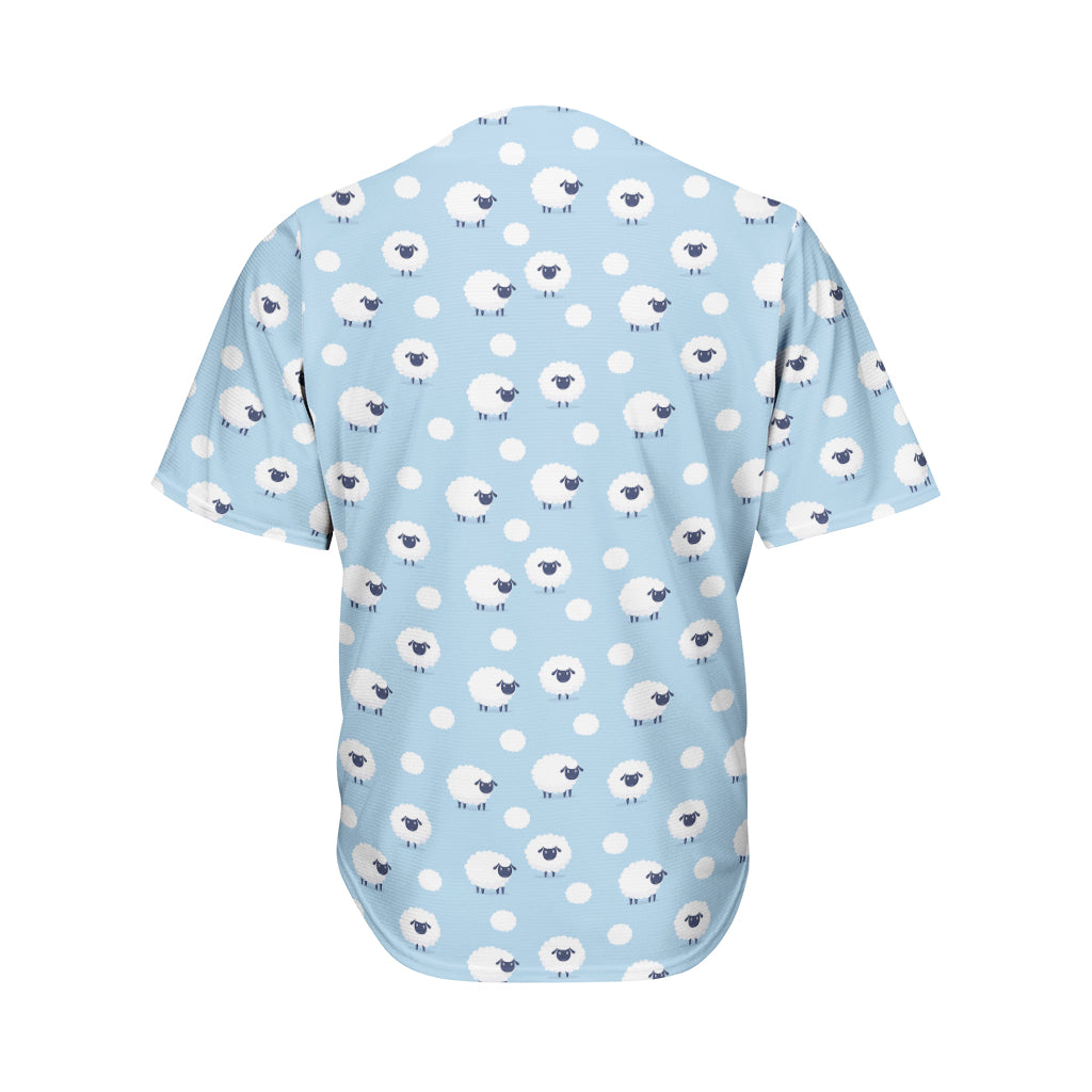Cute Sheep Pattern Print Men's Baseball Jersey