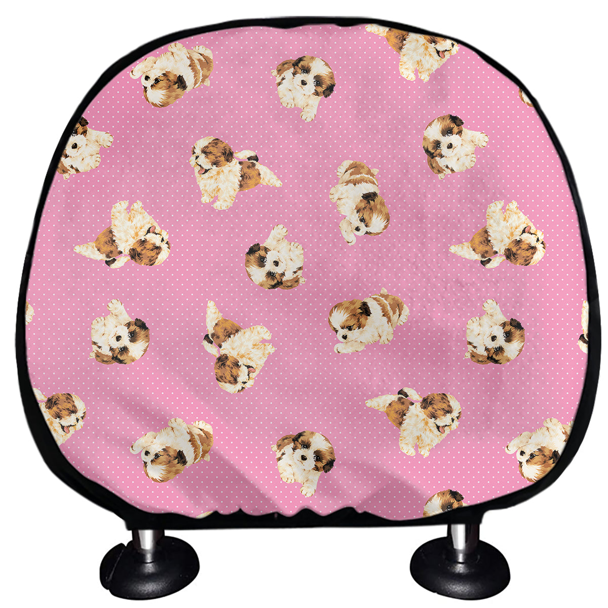 Cute Shih Tzu Pattern Print Car Headrest Covers