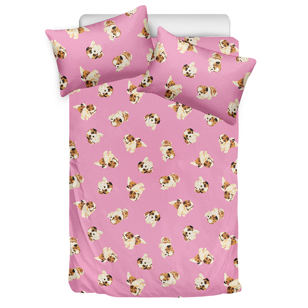 Cute Shih Tzu Pattern Print Duvet Cover Bedding Set