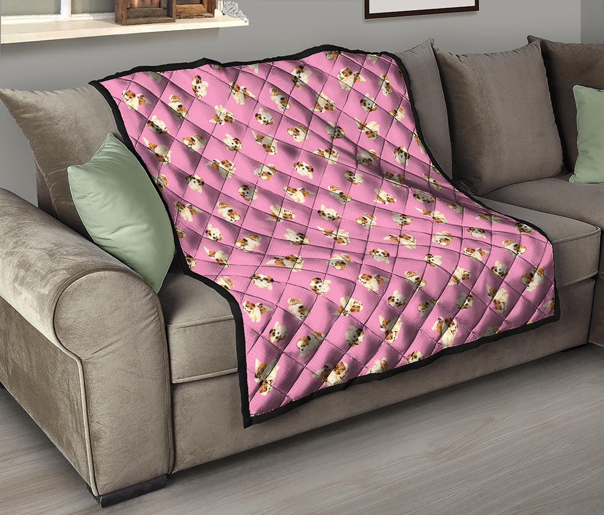 Cute Shih Tzu Pattern Print Quilt
