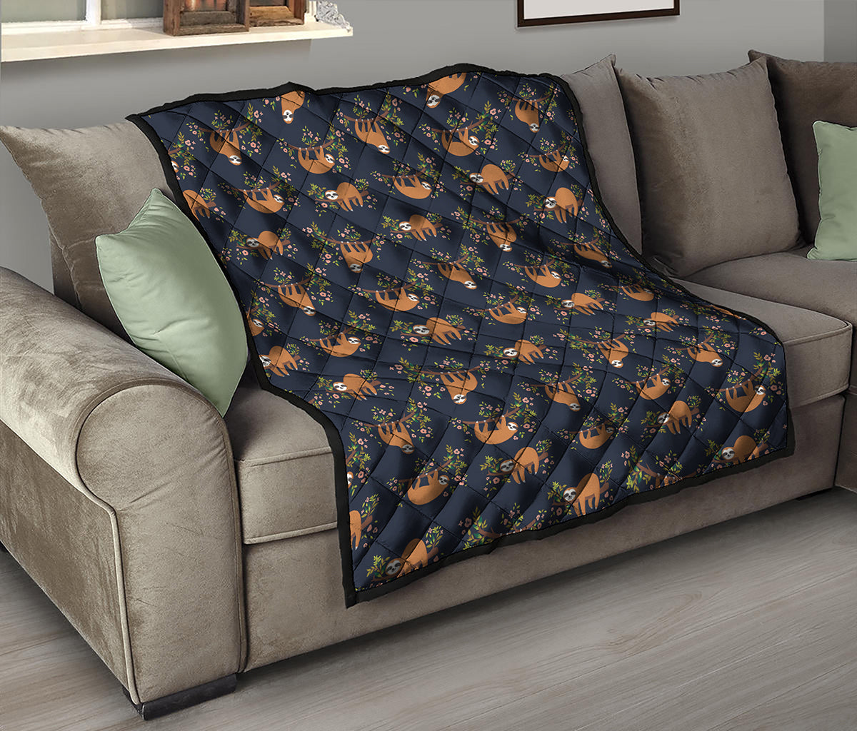 Cute Sloth Pattern Print Quilt