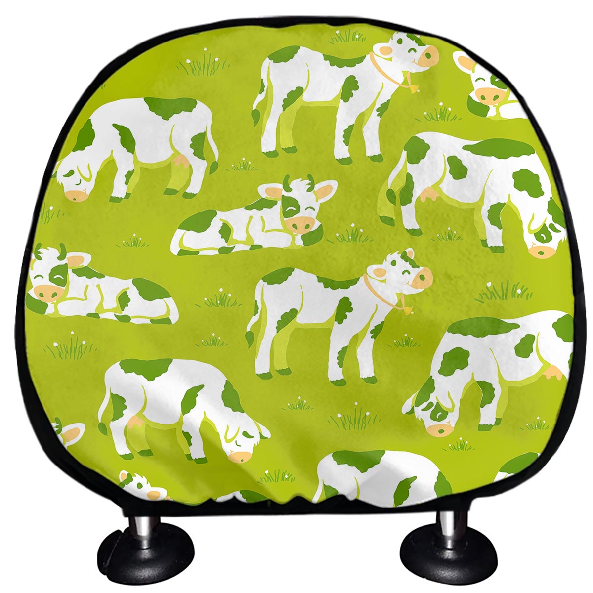 Cute Smiley Cow Pattern Print Car Headrest Covers