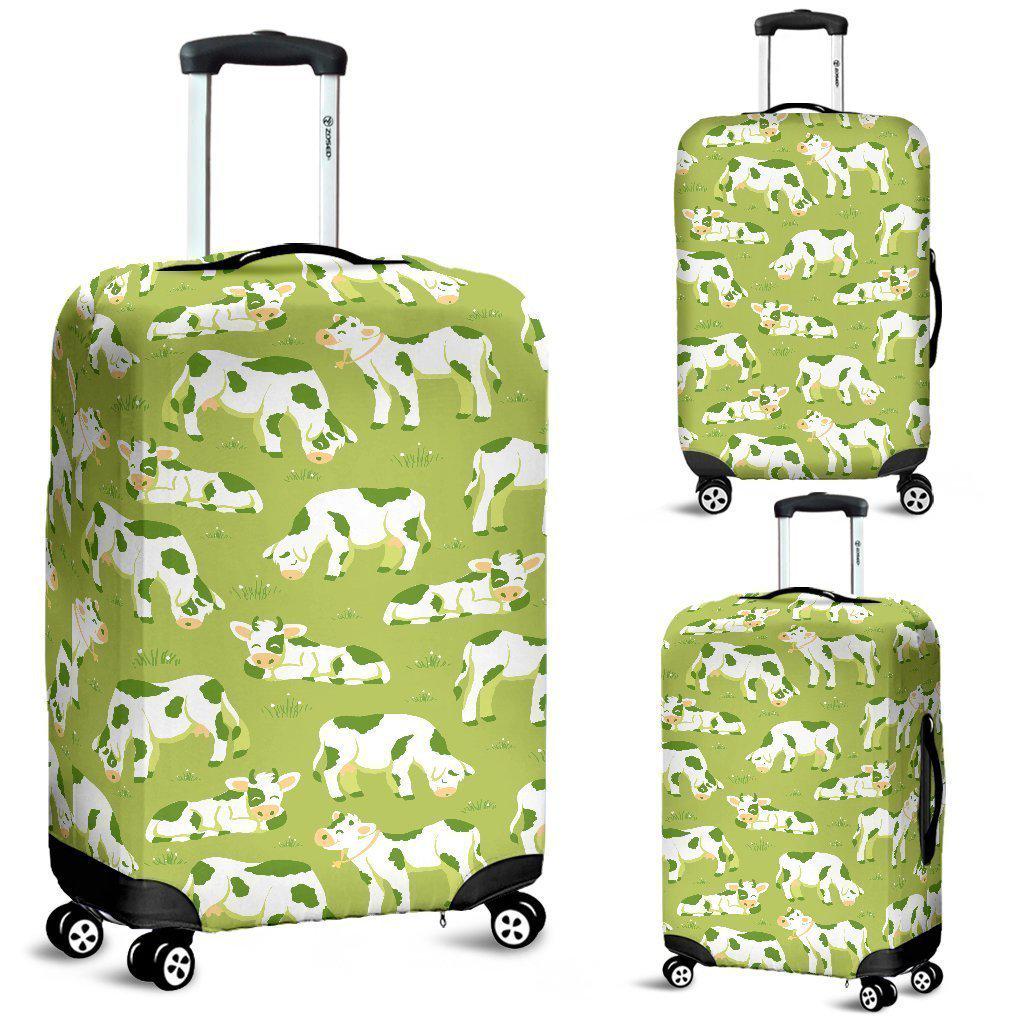 Cute Smiley Cow Pattern Print Luggage Cover GearFrost