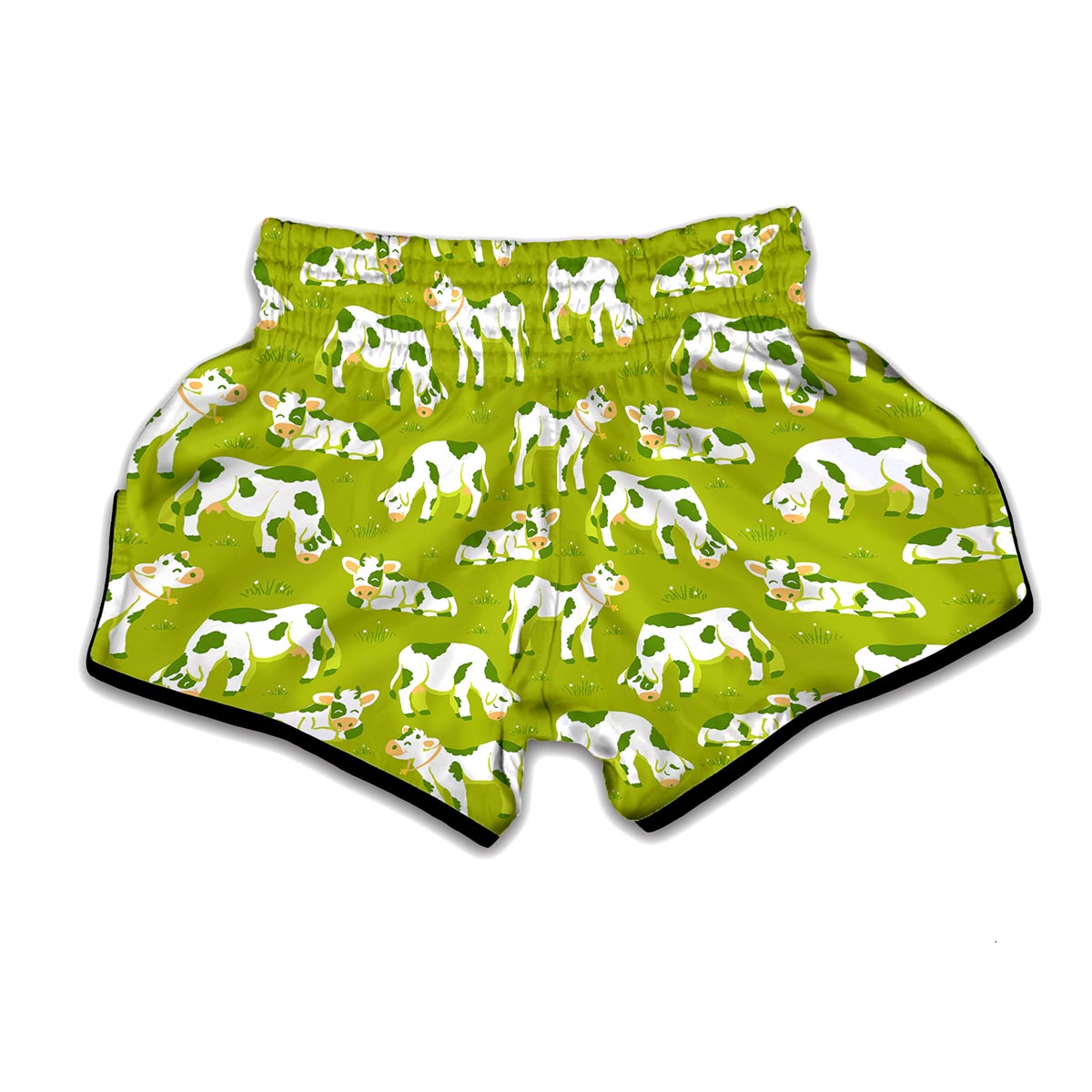 Cute Smiley Cow Pattern Print Muay Thai Boxing Shorts